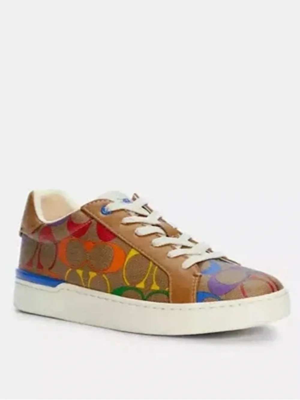 Coach Multicolor Logo Low-Top Sneaker in Brown, Orange, Red, Yellow, Blue - Picture 5 of 5